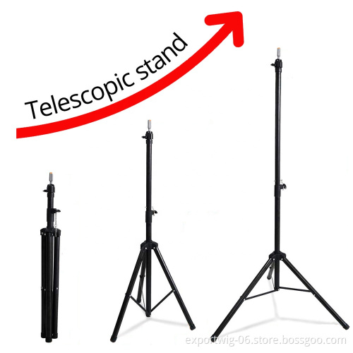 Black Heavy Duty Adjustable Hair Mannequin Stand Metal Wig Tripod Stand for Canvas Block Wig Head Stand Holder